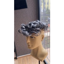 Handmade %100 Insan Saçı Protez Sac 6X9CM %80BEYAZLI (Kıvırcık Deigldir Yıkanınca Düzelir)