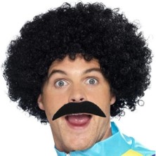 MiraLive Siyah Scouser Erkek Kısa Peruk ve Bıyık Seti