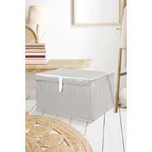 Meleni Home Çok Amaçlı Kapaklı Hurç Saklama Kutusu Organizer Maxi 50 x 40 x 30 cm Gri