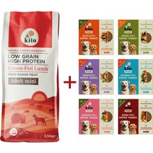Kuzu Etli Yetişkin Mini Irk Köpek Maması 2.5 KG + Kito Fresh %100 Taze İçerikli Mama Tanışma Paketi