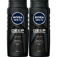 NIVEA Men 500 ml x2 Adet Deep Dimension Duş Jeli Vücut Yüz ve Saç İçin Canlandırıcı Koku