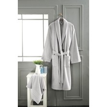 Arvilla Home Büyük Beden 2'li Bornoz Takımı Gri Pamuk Kumaşlı Konforlu ve Şık Tasarım