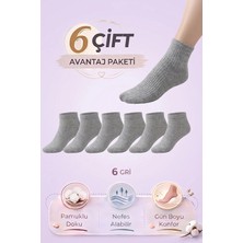 Bravie Çizgili Orta Konç Pamuklu Çorap 252 Gri