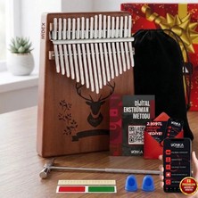 Midex KLX-456 Hakiki Maun Ağacı Kalimba 17 Çelik Tuşlu (Türkçe Metod Çanta Çekiç)