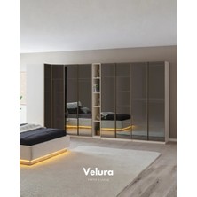Velura Home & Living Flora 8 Cam Kapaklı (Köşe) Dolap & Gardırop - Full Cam