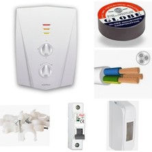 Veito V1200 Şofben 8000W Debi Ayarlı 10MT Kablo Dahil Takım Montaja Hazır Set