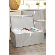 Meleni Home 3 Adet Kapaklı Çok Amaçlı Hurç Saklama Kutusu Organizer Mega Plus 70 x 40 x 30 cm Gri
