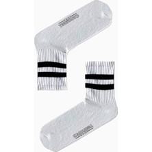Carnaval Socks Beyaz Çift Şeritli Desenli Renkli Spor Çorap