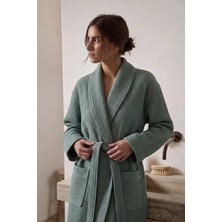 Green Black Afra Elite Serisi Kadın Pike Bornoz Yeşil, Oeko Tex Standard 100 Sertifikalı %100 Ege Pamuğu, Dokuma 250 GSM