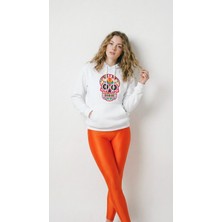 Hoxie Unisex Rahat Kesim Pamuklu Yumuşak Dokulu Içi Polarlı Basic Kuru Kafa Baskı Kapüşonlu Sweatshirt