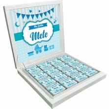 Blackeye Chocolate Kişiye Özel Isimli Erkek Bebek Çikolatası Sunum Kutulu Bebek Çikolatası (48 Adet Madlen Çikolata)