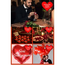 Baloncu Dede Kalpli Balon Mum Romantik Yemek Seti Sevgililer Günü Doğum Günü Yıl Dönümü Evlilik Teklifi Süs