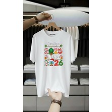 Unisex Oversize Baskılı Pamuklu Bisiklet Yaka Kısa Kollu Beyaz T-Shirt Hi 2026!!