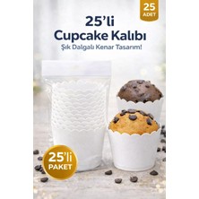 Party Express Cupcake Kalıbı & Kek Kapsülü & Muffin Kek Kalıbı & 25 Adet - Beyaz Kek Kalıbı