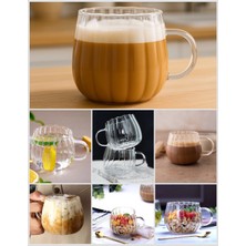 Mis Kitchen 8’li Şeffaf Cam Bardak Seti – Oluklu Desenli, Modern Kahve ve Çay Sunum Bardakları