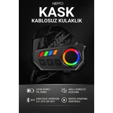 Neffo Intercom K06 Motosiklet Kask Kulaklık Bluetooth 5.4 Kablosuz Motor Kulaklık Stereo Müzik Çalar