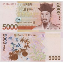 Banknoting Güney Kore 5000 Won 2006 Çil.