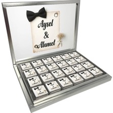 Blackeye Chocolate Söz Nişan Nikah Çikolatası 72 Adet Madlen Çikolata Gümüş Kutu