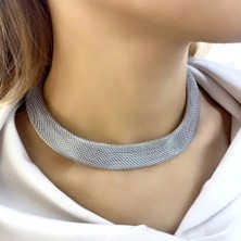 Merve Takı Çelik Hasır Silver Kolye