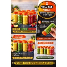 Open Home Concept 10’lu Turuncu Kapak Detox Zencefil Vitamin Shot Şişesi Kilitli Kapaklı Plastik Sağlık Şişesi 90 ml