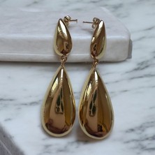 ALS Tasarım Dünyası Kadın Gold Renk Oval Model Sallantılı Model Küpe