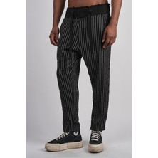 Ex-pent Relaxed Fit Cepli Siyah Dokuma Eşofman Altı-Pantolon