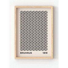 Viela Home Ahşap Çerçeveli Bauhaus 1919 Poster – Optik Geometrik Desenli Duvar Tablosu