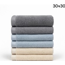 Ege Cotton  6’lı El Havlusu Seti %100 PAMUK30X30 cm – Mutfak & Banyo Kullanımı (2 Mavi, 2 Bej, 2 Gri)