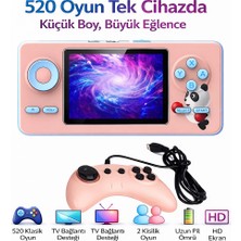 Qasul 520 Oyunlu Taşınabilir Oyun Konsolu Şarjlı, Tv Bağlantılı, Çift Kişilik Oynanabilir S5 Gamped Pembe