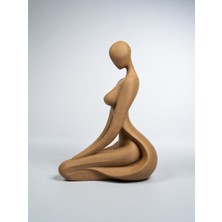 Onyx Modern Soyut Diz Çökmüş Kadın Figürü - 3D Baskı Dekoratif Heykel (Bronz Ton)