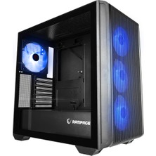 Erdo Ticaret Rampage Craft Temperli Cam+Mesh Siyah Argb Fan+Type-C Atx Mid-T Gamıng Kasa