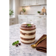 Pointpack 20' Li Paket Plastik Şeffaf Silindir Tatlı Sunum Kabı - Kapaklı 270 cc Magnolya Tiramisu Kabı