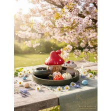 El Yapımı Uğur Böcekli Mantar Ev Dekor Seti, Mumluk, Mini Balkabağı Figür