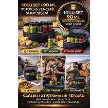 Open Home Concept 10’lu Siyah Kapak Detox Zencefil Vitamin Shot Şişesi I Kilitli Kapaklı Plastik Sağlık Şişesi 90 ml