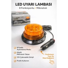 Çakarlı Tepe Lambası Aç Kapa Düğmeli Mıknatıslı 8 Fonksiyonlu 10/80VOLT