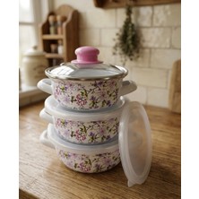 Emaye Pişir Sakla Tencere Seti 9 Parça