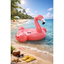 Nunu Şişme Pembe Flamingo Deniz Yatağı | 147×140X94 cm Tutma Kulplu Deniz Yatağı