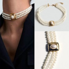 Merve Takı Marka Model 3 Sıra Inci Choker Kolye