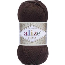 Alize Diva (5 Adet) 26 Kahverengi Renk El Örgü Ipliği