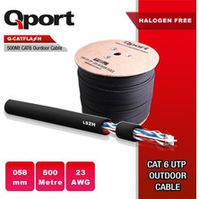 Erdo Ticaret Qport Q-Catflash 500 Metre Lszh Cat6 Outdoor 23AWG 0.58MM Yanmaz Kablo (Halogen Free)