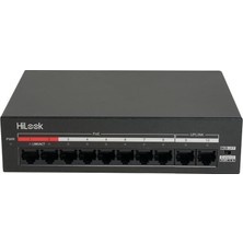 Erdo Ticaret Hılook NS-0110MP-60, 8 Port, Megabit, Poe 60W, 2 Port Megabit Uplink, Yönetilemez, Masaüstü Switch