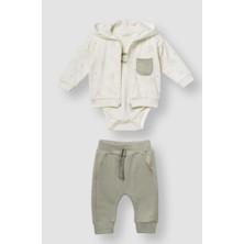 CiccimBaby Ciccim Baby 3lü Takım Kapüşonlu Aslanlı Yeşil