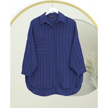 Modamorfo Tek Cepli Kolu Katlamalı Oval Kesim Gömlek -Laci