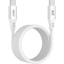 Volty Type-C To Type-C Hızlı Şarj Kablosu | 60W Pd, Ultra Esnek Silikon, 480MBPS, 1.2m (BEYAZ-V0201015)