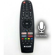 Zeyar Teknoloji Arçelik Orjinal Ses Komutlu Bluetooth Android Tv Kumandası - Netflix / Youtube Tuşlu
