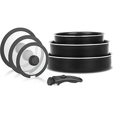 SHC4200 Leggno All-In-One Titanium 7 Parça Set: 20-24CM DERIN&AMP;26CM Sığ Tencere 20-24-26CM Cam Kapak 1 A