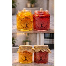 Tomris Hatun Jam Serisi, 2'li Çilek ve Mandalina Reçeli, Soya-Jel Wax Mum, Çilek ve Mandalina Kokulu