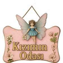 Marnello Consept "kızımın Odası" Yazılı Melek Tasarımlı Ahşap Mdf Kapı Süsü - Dekoratif Süs