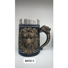 Pileli Store Büyük Boy Aslan Motifli Çelik Kupa Bardak Kod 8412-1