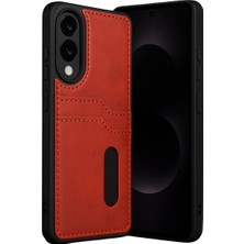 Aydogan's Samsung Galaxy S25 Edge Sara Kartvizitli Deri Kılıf - Kırmızı